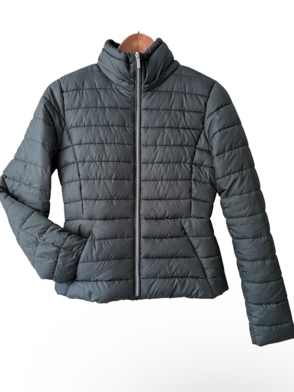 Zara Green Fitted Puffer Jacket SMALL
